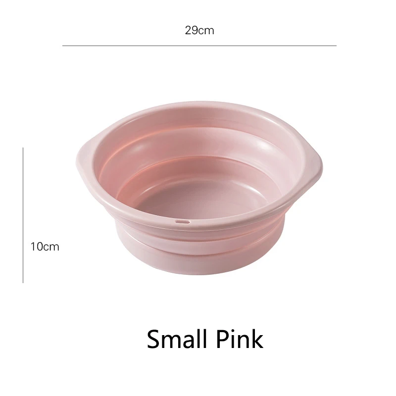 Складная круглая Ванна для посуды, Складная портативная мойка для рук и ног, экономия пространства, ПП, складная мойка для овощей - Цвет: Pink S