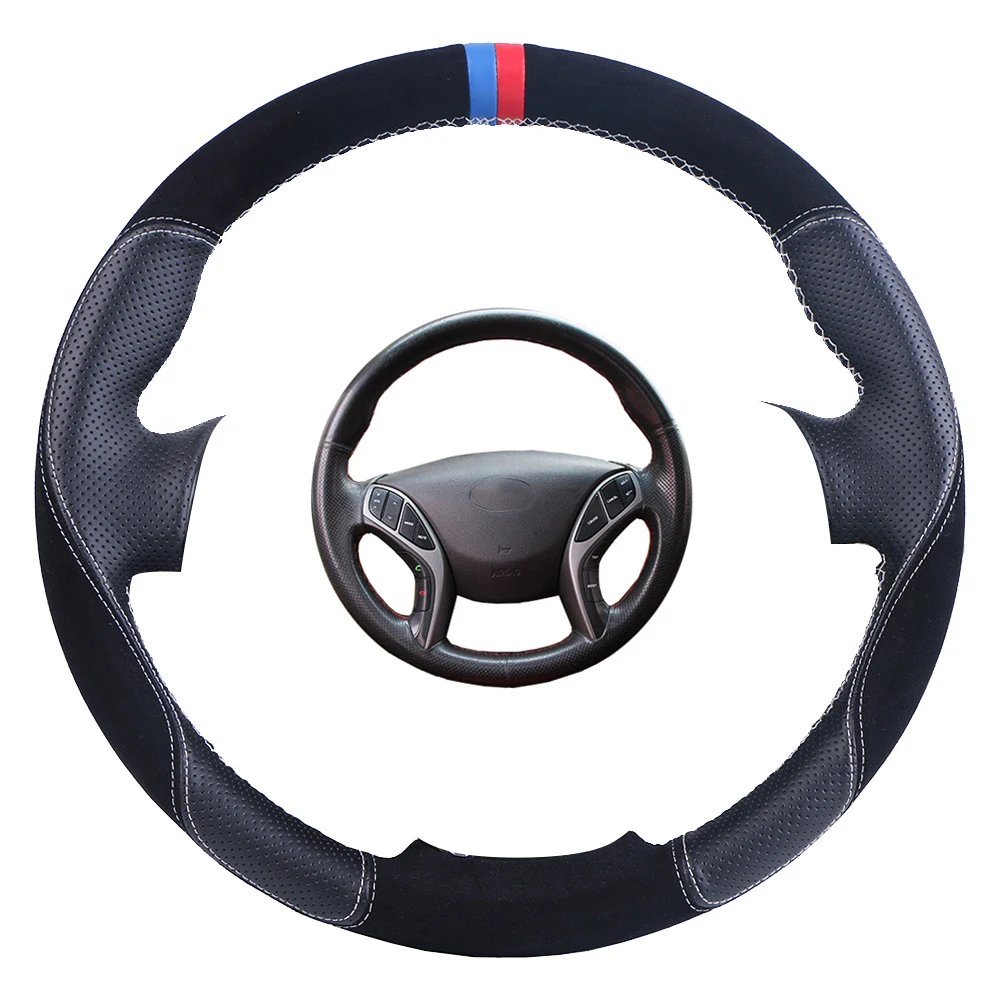 Custom Made Car Steering Wheel Cover Black For Hyundai Avante I30 2012