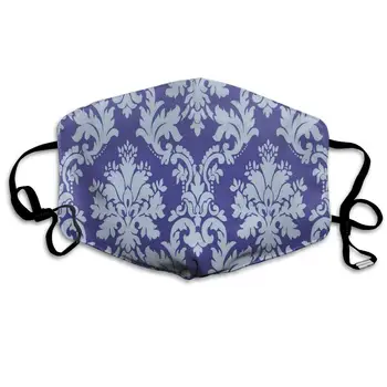 

Purple Damask Pattern Washeable Reusable Mouth Mask Cotton Anti Dust Half Face Mouth Mask for Men Women Dustproof with