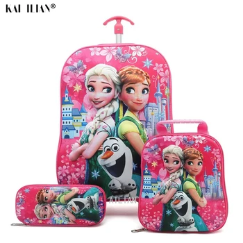 

kids Travel suitcase on wheels 3D Anime stereo Student trolley case set Cute boy girl cartoon Lunch bag pencil box children gift