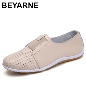 

BEYARNE sneakers women flat shoes moccasins genuine leather ladies shoes without lace breathable casual flat shoes moccasins