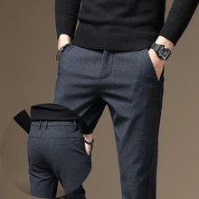 Костюм брюки осень и зима Британский Стиль мужские однотонные хлопковые льняные деловые брюки мужские рабочие прямые Большие размеры костюм брюки