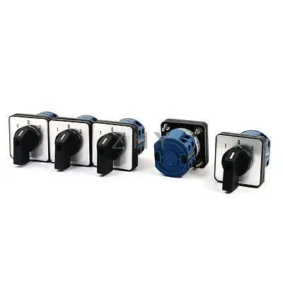 

5Pcs 660V 20A 2-Pole 3-Position Square Panel Rotary Cam Changeover Switch