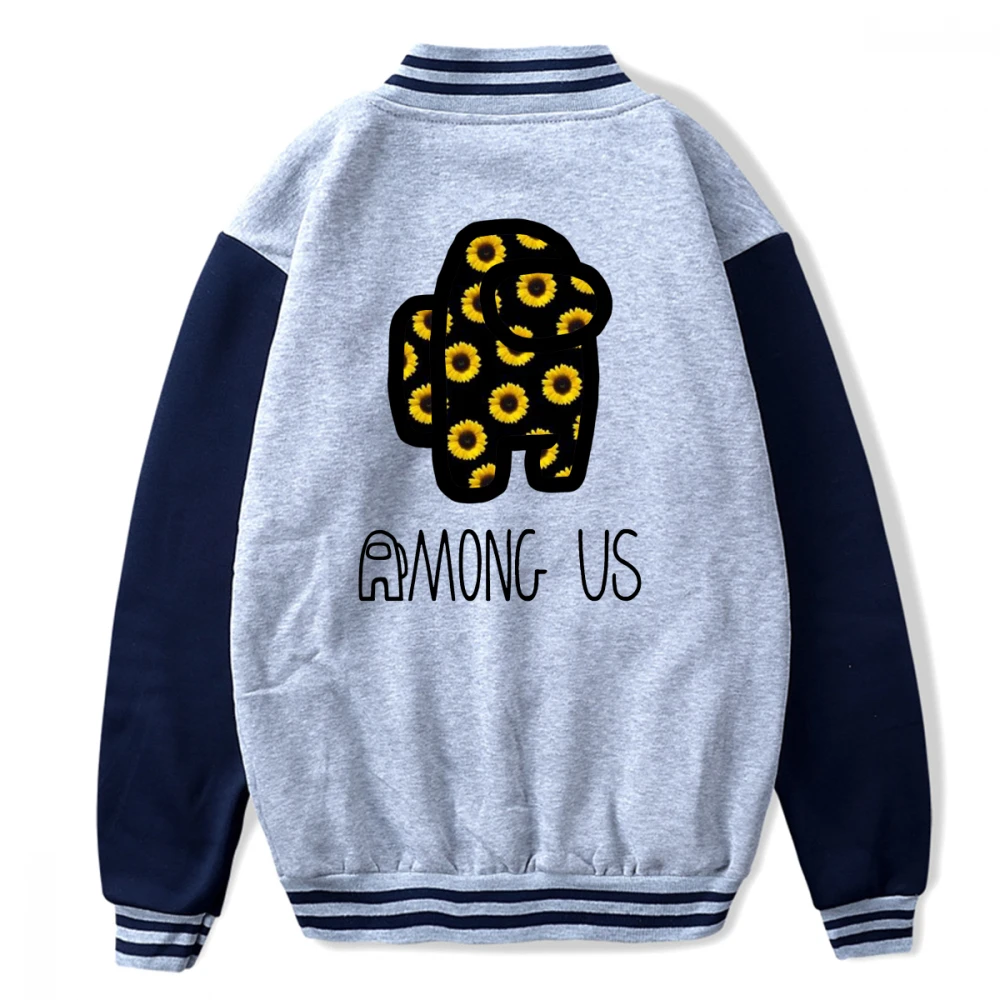 

Among US Sunflower Mens Womens Classic Hoodie Baseball Uniform Jacket Sport Coat