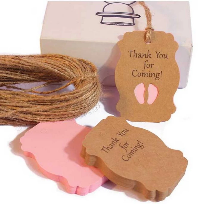 

50Pcs Thank You for Coming Kraft Paper Tag Baby Shower Decorations Gift Box Wrapping Birthday Party Decorations Kids Boy Girl.