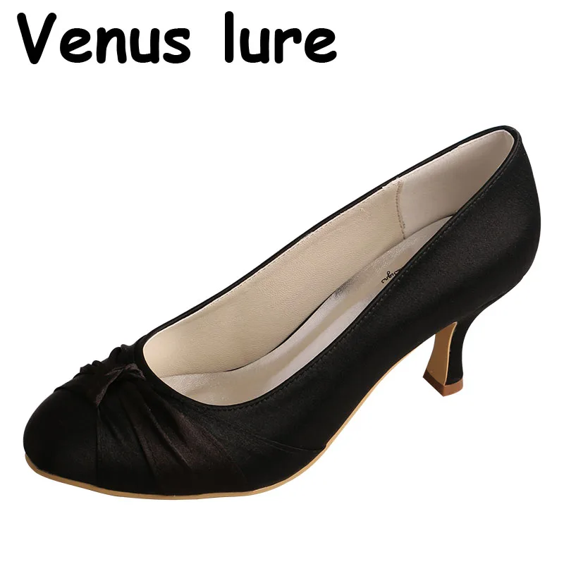 

23 Colors Black Court shoes Mid Heel Women Dress Shoes Bridal Size 8