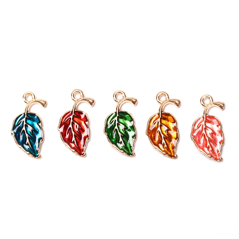 10pcs/lot Zinc Alloy Drop Oil Leaves Shape Charms Pendants For DIY Jewelry Earrings Bracelet Pendants Fits Accessories