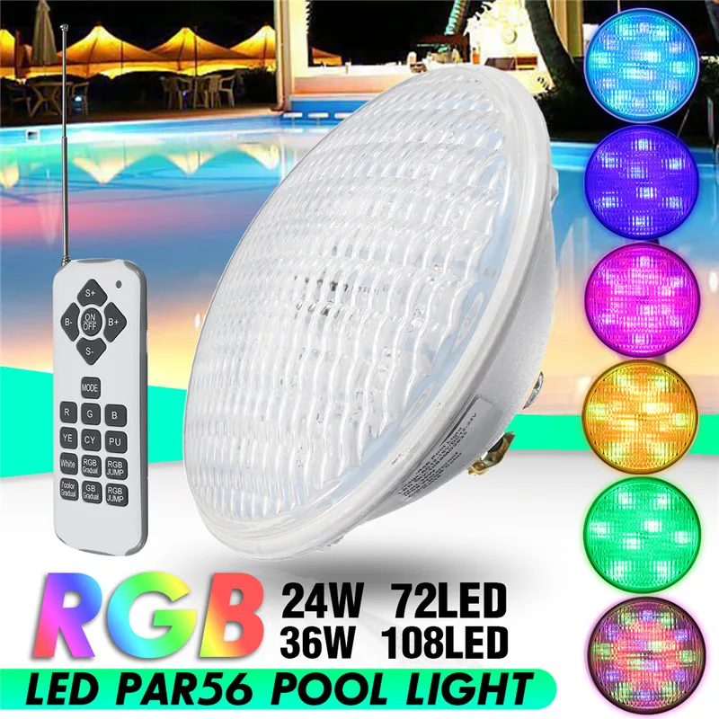 

24W/36W LED RGB Underwater Swimming Pool Light with Remote Controller Outdoor Color Changing Waterproof IP68 Fixture Spotlight