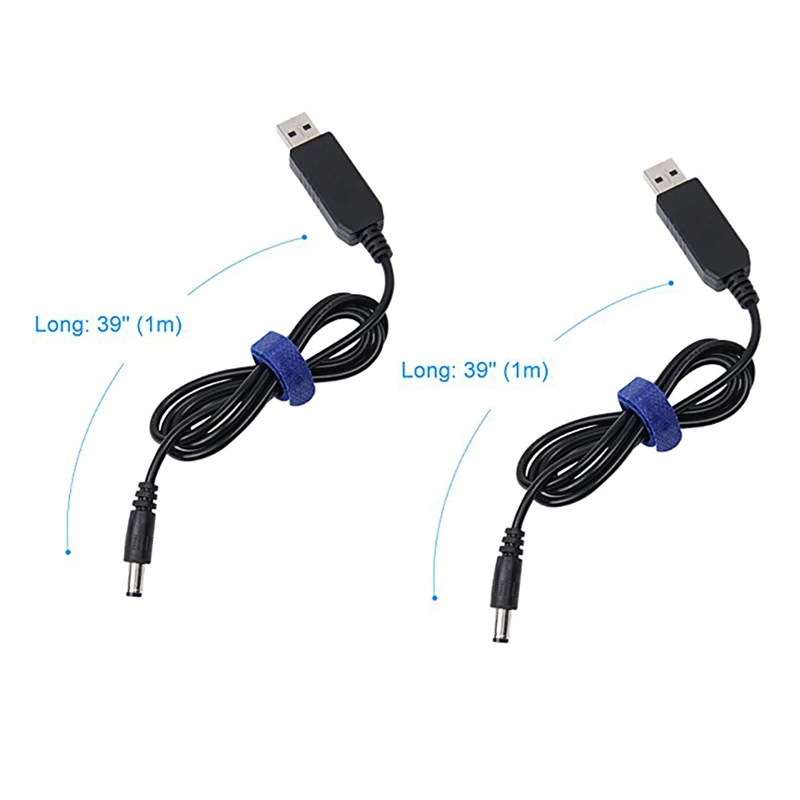 Top-2Pcs usb-кабель для преобразования напряжения в постоянный ток, повышающий кабель 5,5X2,1 мм, штекер постоянного тока 1 м-5 в до 12 В и 5 В до 9 в