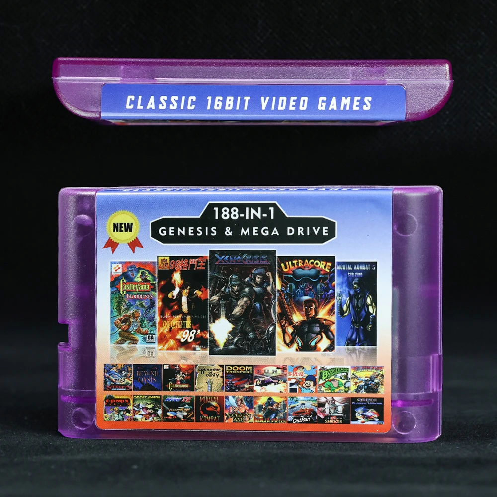 New 2G Game Card 188 in 1 Battery Save For Sega Genesis Megadrive