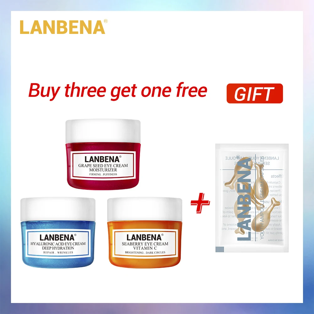 Купить 3 получить 1 подарок LANBENA крем для глаз Сыворотка для глаз увлажненитель с гиалуроновой кислотой анти-против морщин и старения Ageless 3