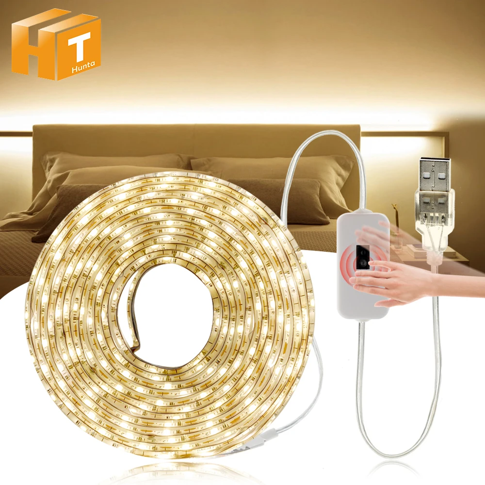 

5V USB Hand Sweep cabinet Light LED Strip Indoor Flexiable Lamp Smart Switch Brightness Adjustable tape for Closet Stairs