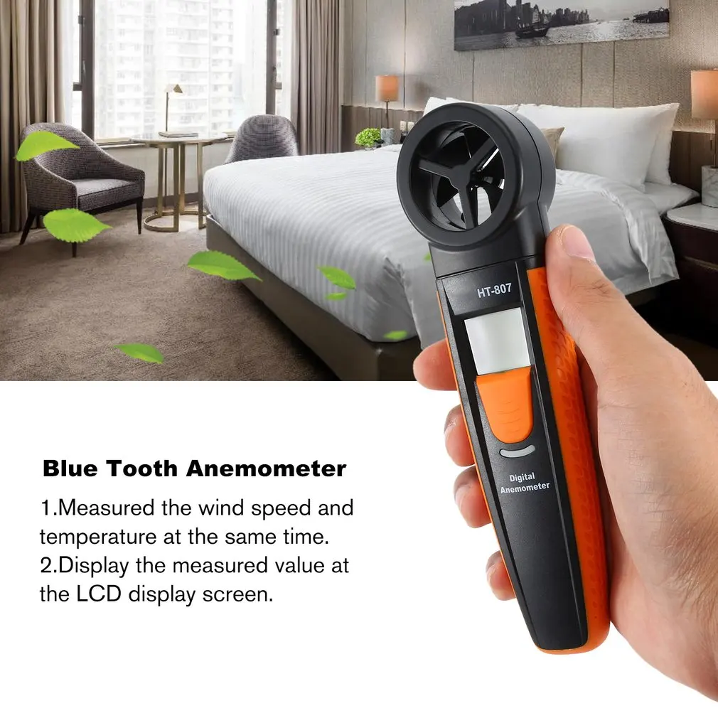 Digital Anemometer Thermometer Tester Portable Wind Air Speed Gauge Meter Windmeter Temperature Tester Measuring HT-807 Sale