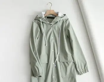 

Women's Loose Hooded Coat Long Female Casual Solid Parka Coat