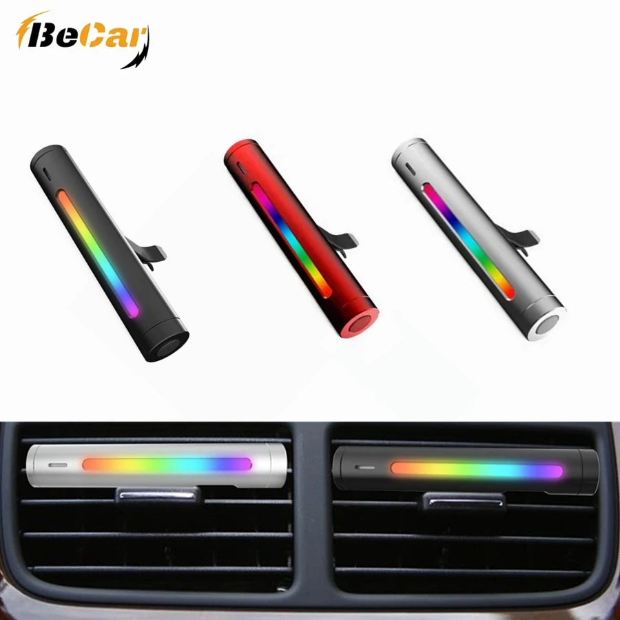 Auto Voice Activated Car RGB Light Music Diffuser Vent Clip Air Fresheners with LED Atmosphere Aromatherapy Car Decorative Lamp