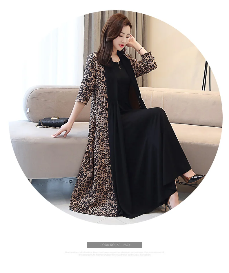 Spring And Autumn Korean-style Women's Elegant Plaid Stripes Printed Slimming over-the-Knee Long Trench Coat Elegant Large