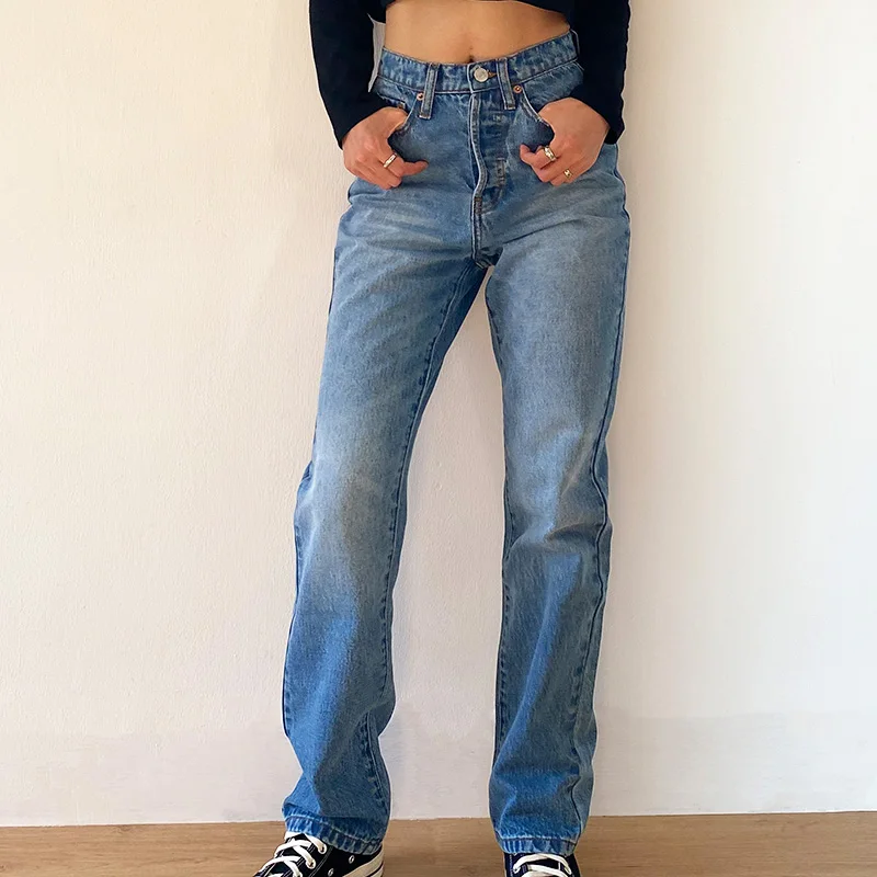 Women's Jeans Baggy Jeans For Women 2020 Mom Jeans High Waist Blue Loose Washed Fashion Straight Denim Pants Vintage Streetwear Women's Jeans Baggy Jeans For Women 2020 Mom Jeans High Waist Blue Loose Washed Fashion Straight Denim Pants Vintage Streetwear