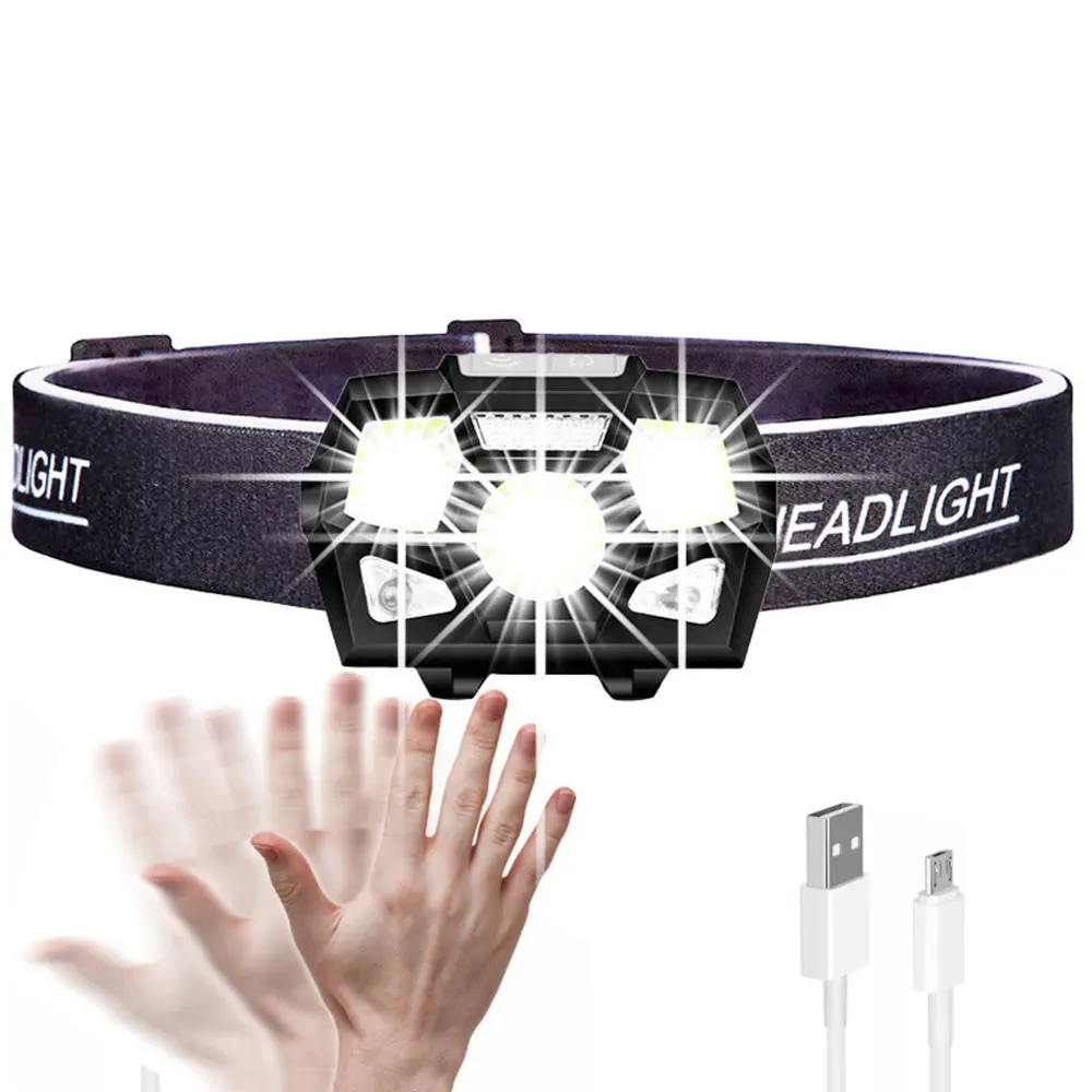 

Portable Rechargeable LED Headlamp Fishing Headlight 5 Modes Adjustable Waterproof Super Bright Light for Camping Fishing Sports