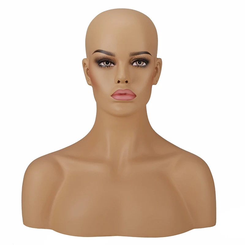 Tête de mannequin féminin FirViolet avec épaules, affichage de perruque