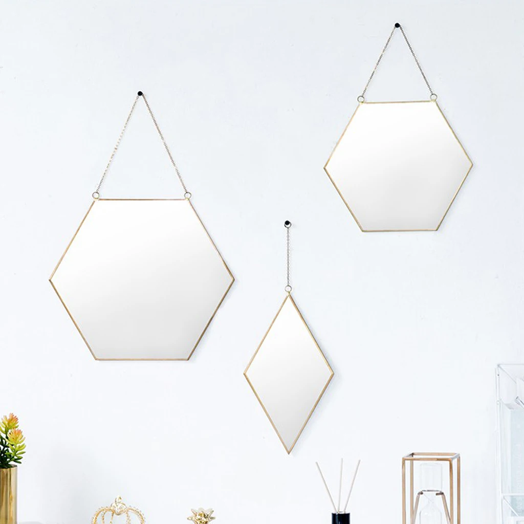 Wrough Iron Golden Frame Mirror Vanity Make Up Mirror Wall Mirror for Bathroom Washrooms Living Rooms Wall Hanging Makeup