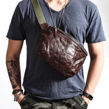 

Touche leathercraft genuine italy vegetable tanned cow leather men's chest bag shoulder pocket bag ipad mini case