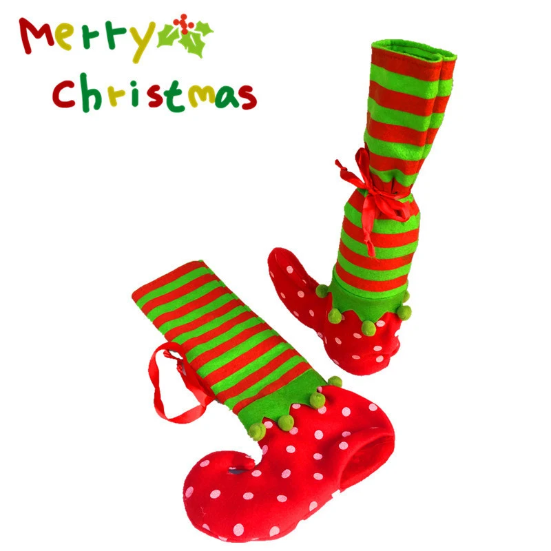 2020 рождественские Чехлы для бутылок красного вина сумка Санта Клаус Снеговик