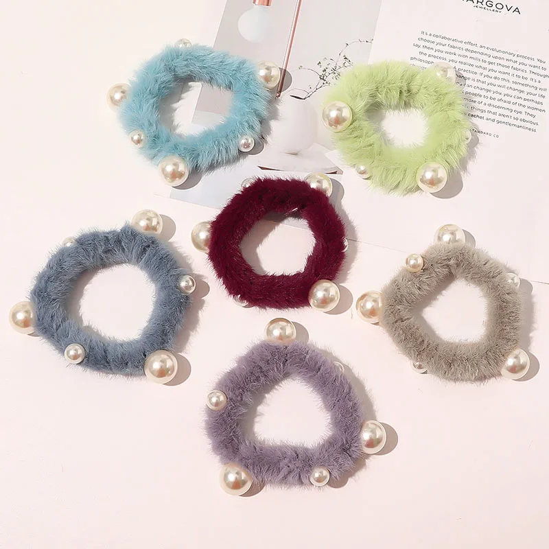 

1PC Pearl Elastic Hair Bands Fabric Stretch Ring Sweater Hair large Intestine Hair Ring Scrunchies Hair Rope Hair Accessories