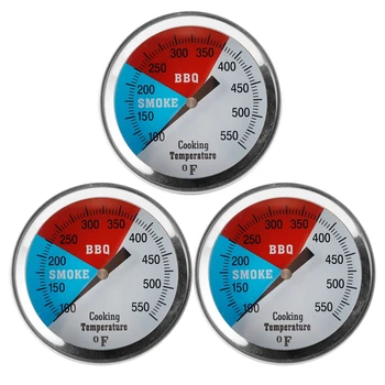 

BBQ Thermometer Gauge - 3 Pcs Charcoal Grill Pit Smoker Temp Gauge Grill Temperature with Fahrenheit and Heat Indicator
