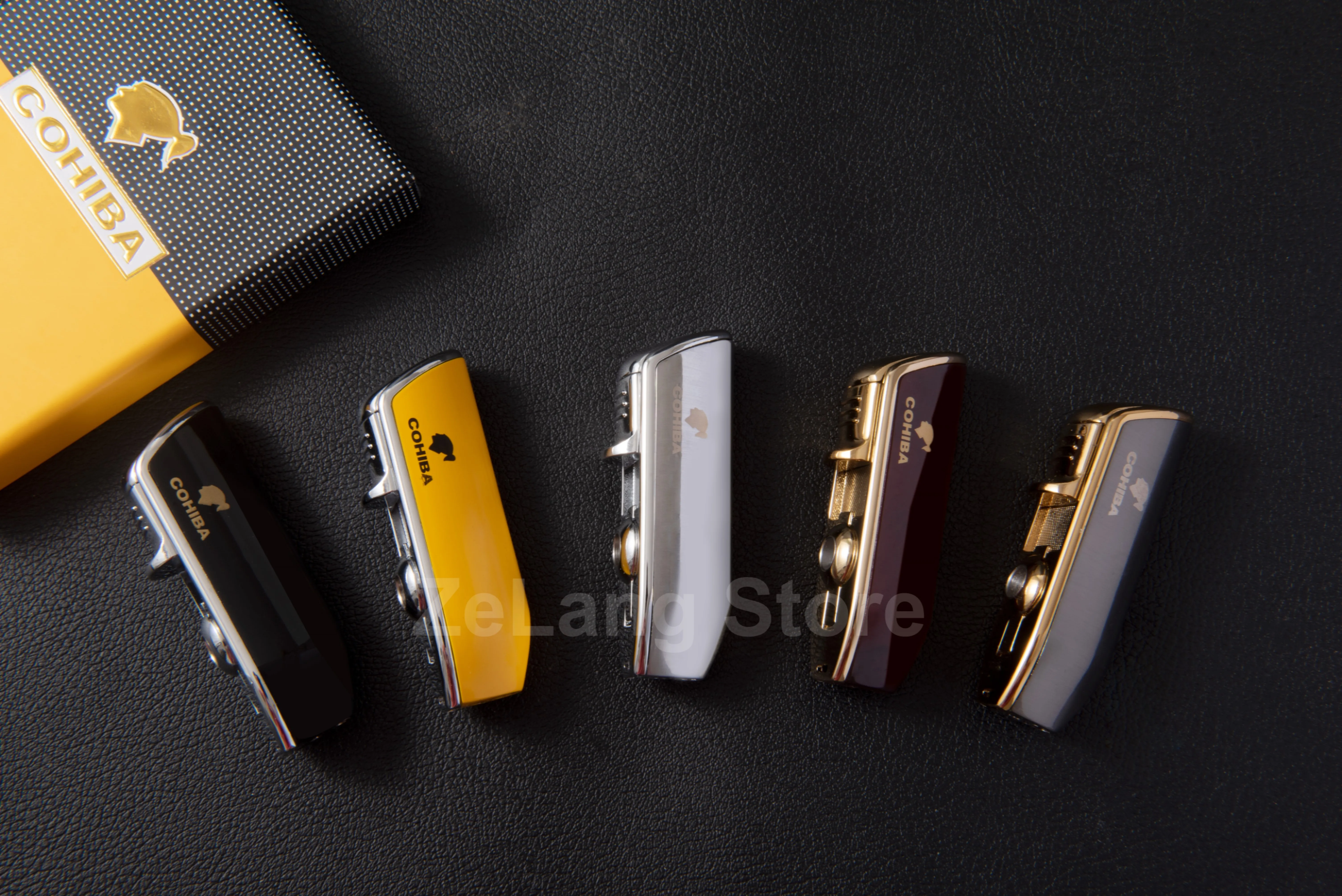 Cohiba cigarette lighter 3 blue flame flashlight cigarette lighter metal windproof portable cigar cutter no box Cohiba cigarette lighter 3 blue flame flashlight cigarette lighter metal windproof portable cigar cutter no box