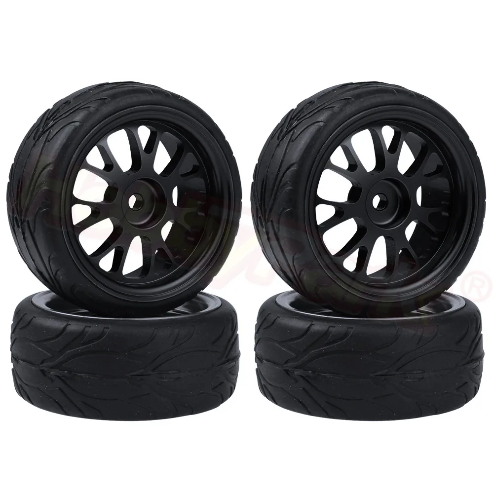 4 шт. 63x26 мм RC алюминиевые колеса и шины для WLtoys A959 A949 A969 A979 A959B A969B A979B 1/18 RC автомобилей запчасти для обновления - Цвет: Type 2 Black 7952