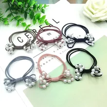 В Корейском стиле 18 жемчужных волос кольцо ручной работы узел головная повязка ультра-стрейч Детская повязка для волос бант кожаный чехол цветочный головной убор