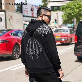 

Big size Men's Wear super Brand Fat Man Autumn Loose Personality Phoenix Printing Pullover T Shirt Plus Fat Plus David