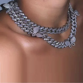 

12MM Miami cuban link chain necklace 16" 18" 5A cz paved iced out bling women men hip hop jewelry