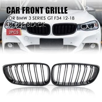 

Pair Glossy Black Front Bumper Grille Grilles For BMW 3 Series F34 GT 2012 2013 2014 2015 2016