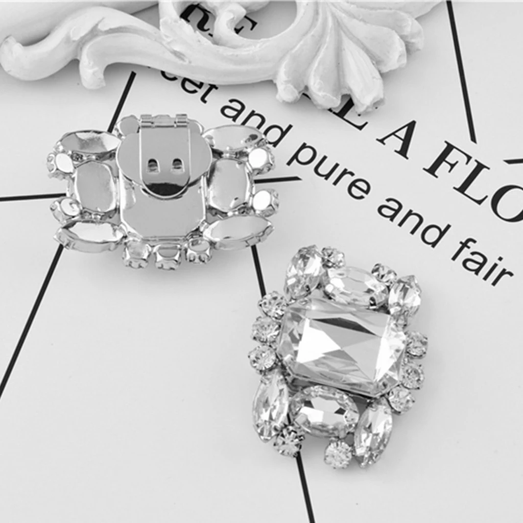 2 Pcs Rhinestone Crystal Wedding Bridal Shoe Bow Boots Clips Detachable Shoes Buckle Shoe Decoration Charms Shoes Jewelry