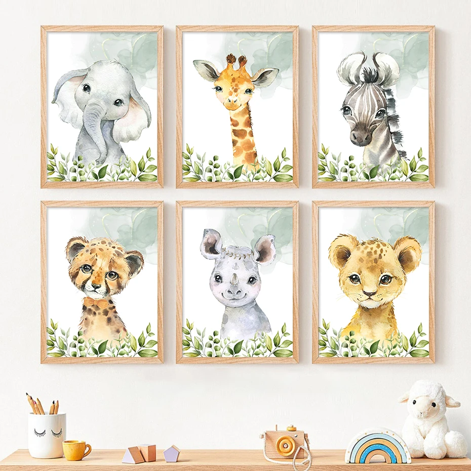 Cartoon Safari Animal Lion Elephant Modern Nursery Posters Canvas Painting  Wall Art Print Pictures for Kids Boy Room Home Decor|Vẽ Tranh & Thư Pháp| -  AliExpress