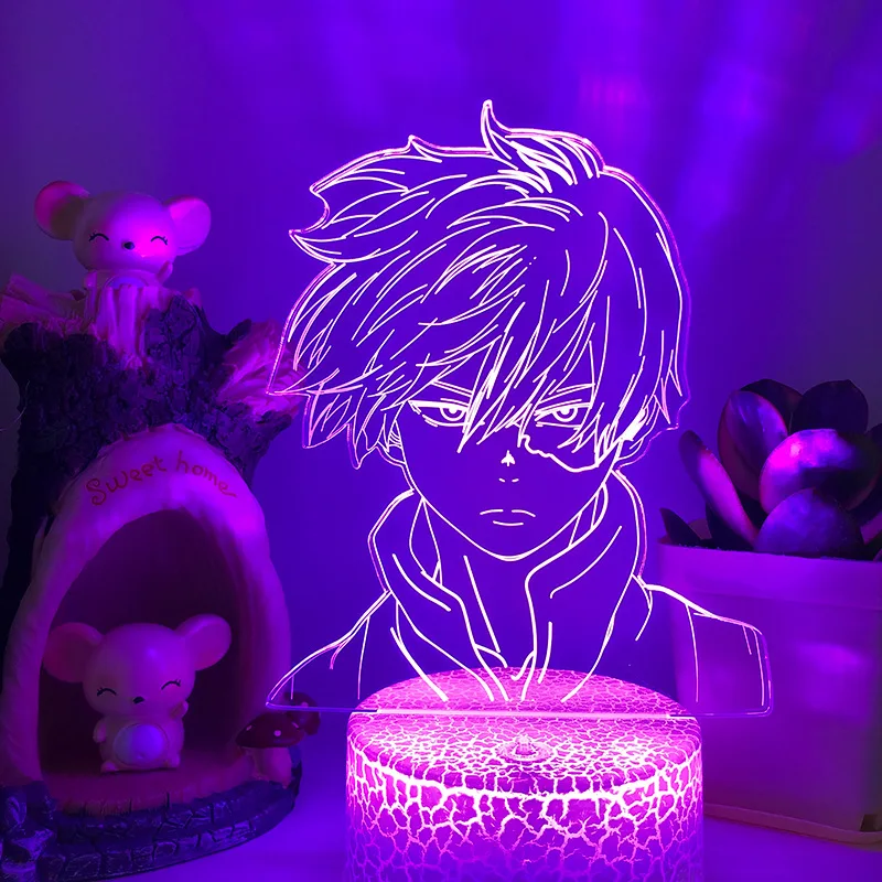 night lamp for bedroom wall My Hero Academia Boku No Todoroki Shoto 3d Led Lamp Bedroom Manga Night Lights Anime Figure Room Decor Lampara De Noche wall night light