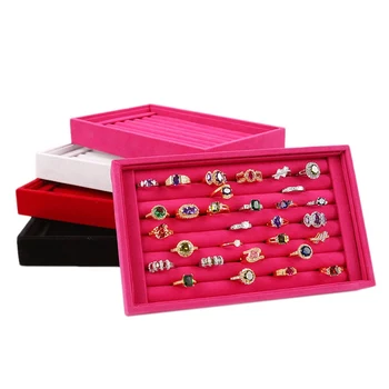 

Velvet Jewelry Earring Rings Display Organizer Box 5 Colors Tray Holder Storage Show Case Jewelry Tray Display