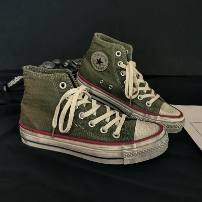 green high Обувь Для женщин из парусины вулканизованные грязный обувь, женские кроссовки однотонные Цвет классический Стиль, на шнуровке, в стиле унисекс; обувь для влюбленных; для мальчиков; мужская обувь - Цвет: green high