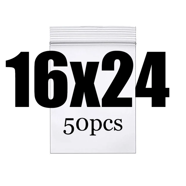 Thick Clear Zip Lock Ziplock Storage Bags Heavy-Duty Transparent Plastic Zip Package Small Jewelry Packing Reclosable Poly Bag 16x24CM 50pcs