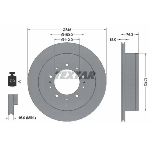 Rear disc brake Toyota Land Cruiser 200 4.7/4.5D 07 Lexus
