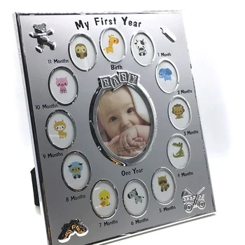 

Baby First Year Keepsake Picture Photo Frame Alloy Multi Picture Frames for Newborn Home Decor H99F