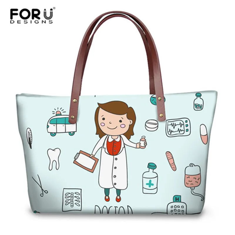 FORUDESIGNS/Для женщин Сумки Дизайнерская обувь для медсестры с узором медведя, женская сумка-тоут Повседневное с лямкой через плечо сумки для девочек Bolsa Feminina