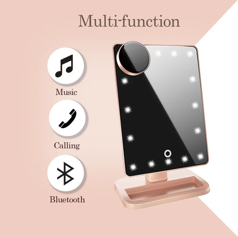 

DARSONVAL Bluetooth Light Mirror 20 Led USB Charging Vanity For Makeup Mirror Removable 10X Magnifying 180°Rotation Table Mirror