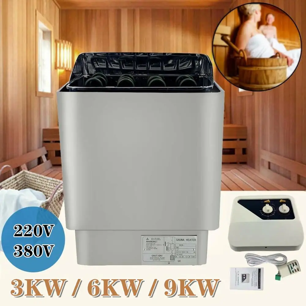 9KW Sauna Heater Bathroom Heating External Control Shower Stainless Steel Sauna Stove 220-380V 