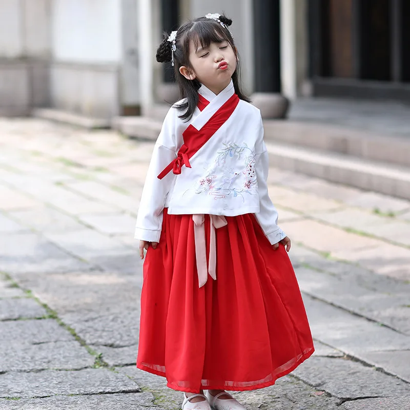 New Red Hanfu Chinese Traditional Tang Suit Long Sleeve Embroidery Fairy Dress National Costume Stage Wear SL1201 | Тематическая