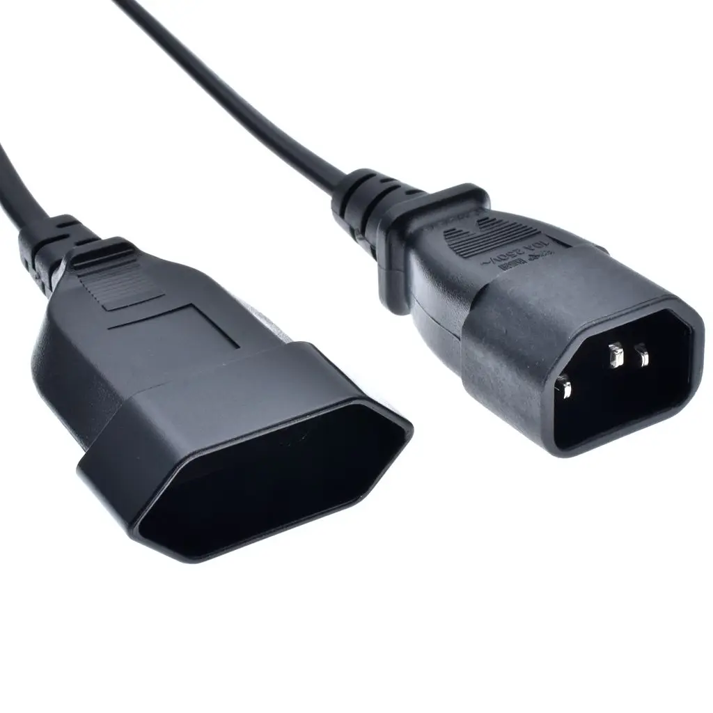 Штепсельная Вилка IEC 320 C14 в Европейский 2 контактный кабель питания для PDU шнур