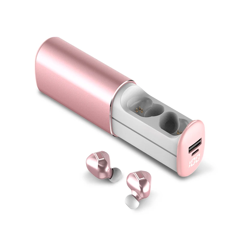 Rose Gold T60 Bluetooth наушники IPX6 водонепроницаемые беспроводные наушники для плавания мини беспроводная гарнитура Цифровое Отображение режима ожидания 200H - Цвет: Rose Gold