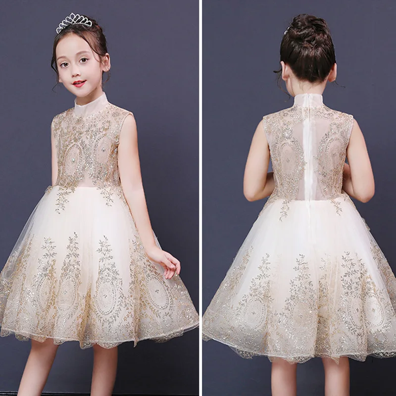 Children Evening Gown Flower Boys/Flower Girls Piano Costume Small Host Birthday Catwalks Puffy Yarn Tailing Model Princess Skir