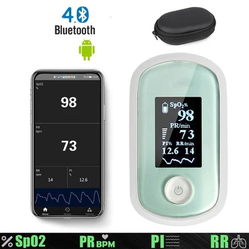

Bluetooth APP OLED Pulse Oximeter SPO2 PR PI RR Respiratory Rate Monitor Oxymeter Oximetro de dedo Support Android iOS